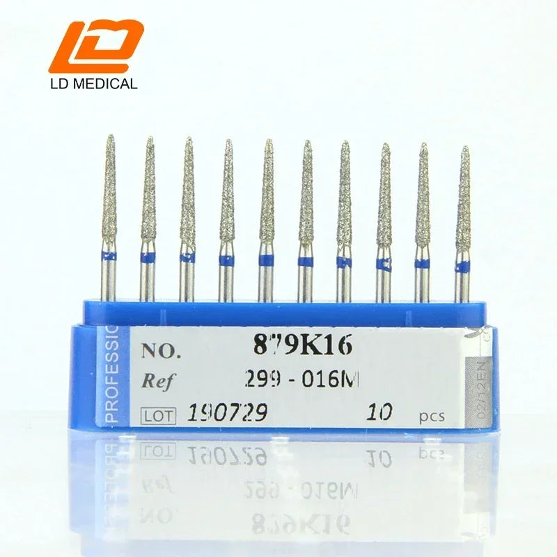 10pcs Dental Diamond Burs CR/DI/SO/TC/VP/WF/WR Series or High Speed Handpiece Dental Lab Polishing Tools Dia.1.6mm