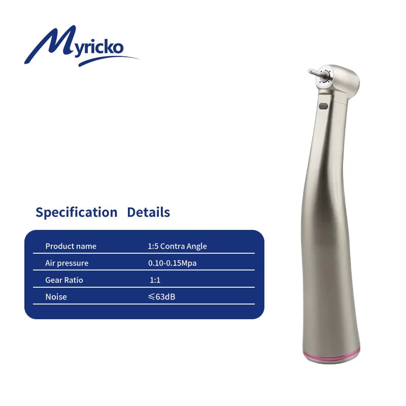 Myricko Dental  For 1:1/1:5 Bule Fiber Optic Contra Angle Low Speed Handpiece Push Button Dentistry Instrument Tools