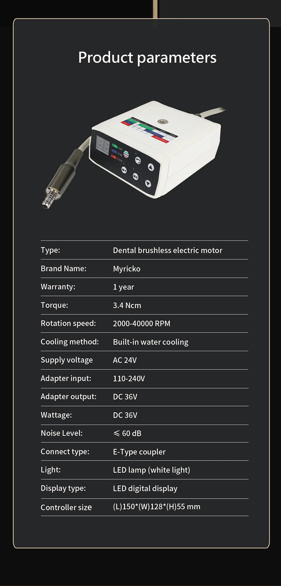 Dentist Lab Equipment: 1:5/1:1 LED Micromotor, Dental Brushless Electric Motor, Fiber Optic Contra Angle & Low Speed Handpiece