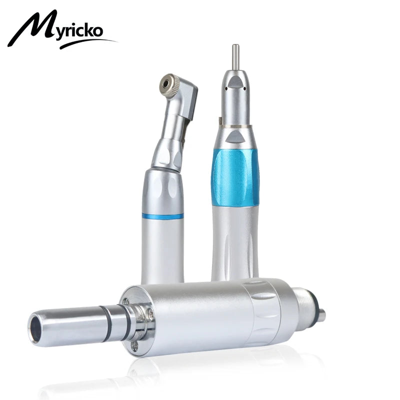 Dental Low Speed Contra Angle Handpiece Set 2/4Holes Air Turbine Motor Straight External Water Spray Push Button Dentistry Tools
