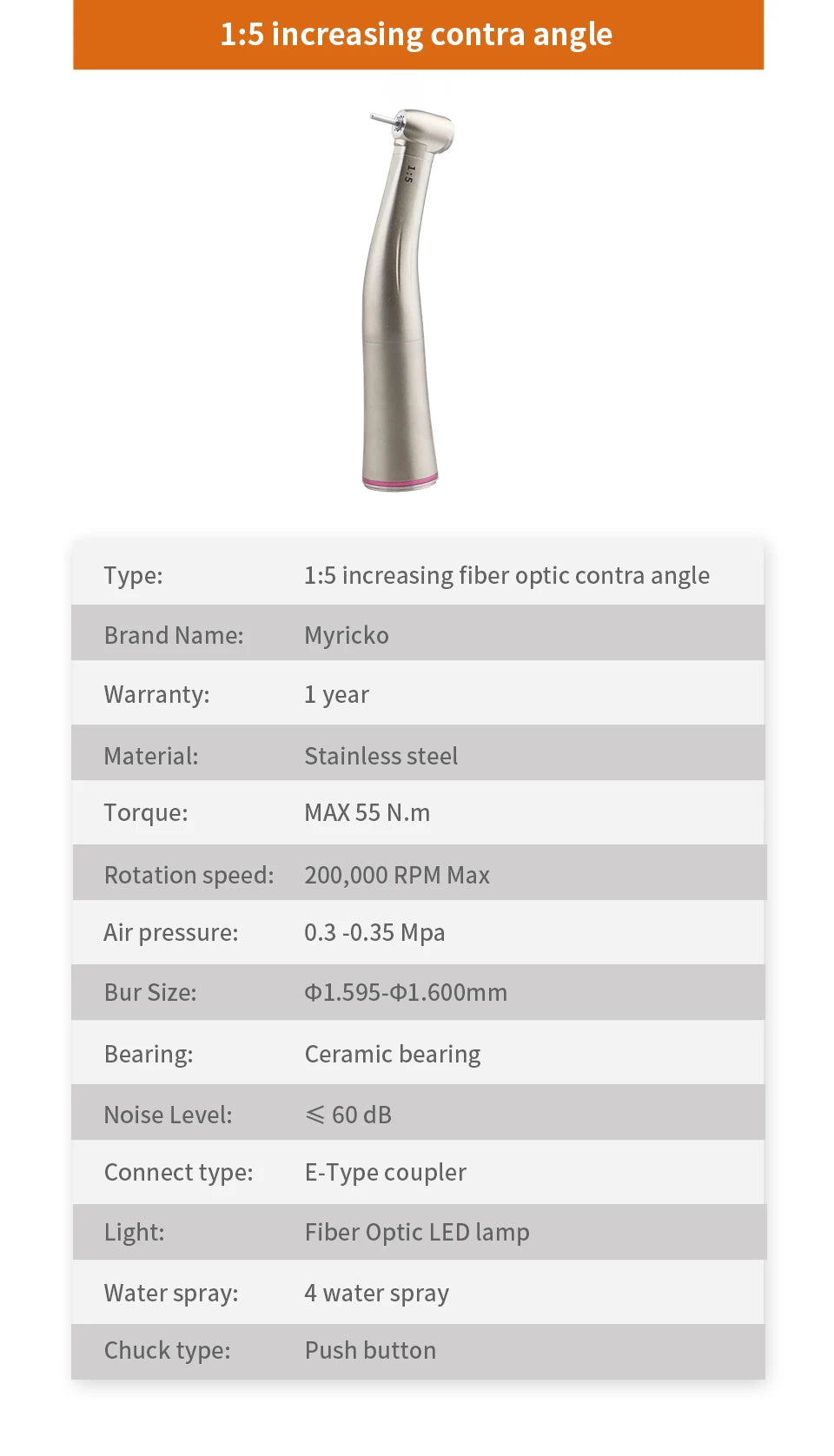 Myricko Dental Clinical Brushless LED Micro Motor Fiber Optic Electric Micromotor Handpiece Odontología Dentistry Tool Dentist