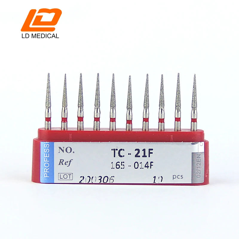 10pcs Dental Diamond Burs CR/DI/SO/TC/VP/WF/WR Series or High Speed Handpiece Dental Lab Polishing Tools Dia.1.6mm