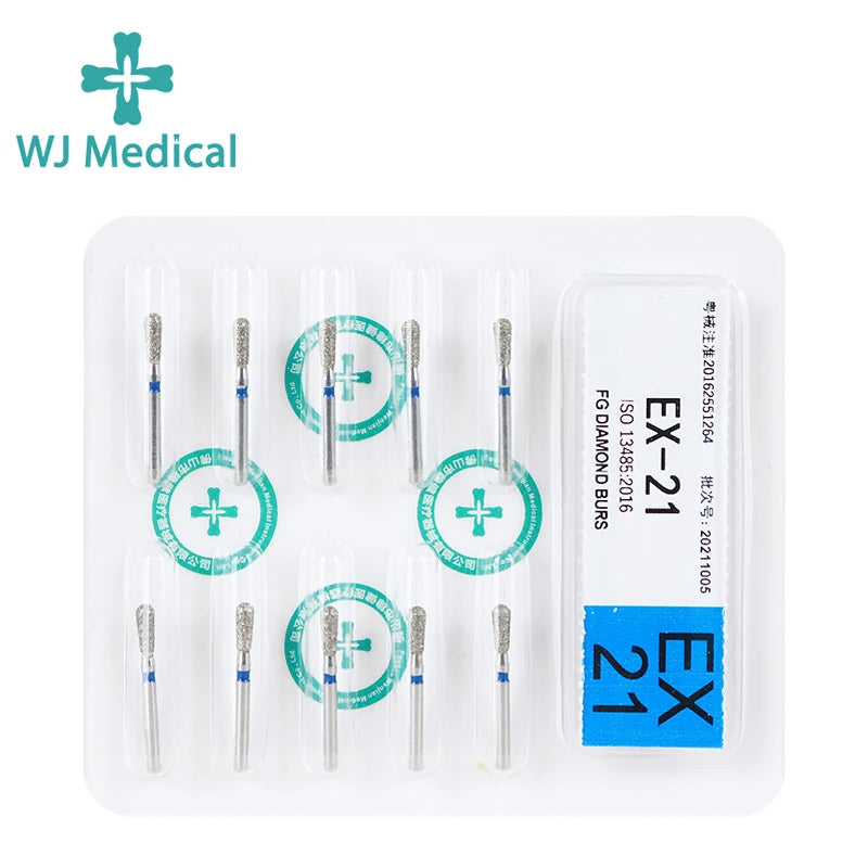 10PCS Dental Diamond Burs Drill Dentistry Burs For High Speed Handpiece Handle Diameter 1.6mm Dentist Tools Dental Materials