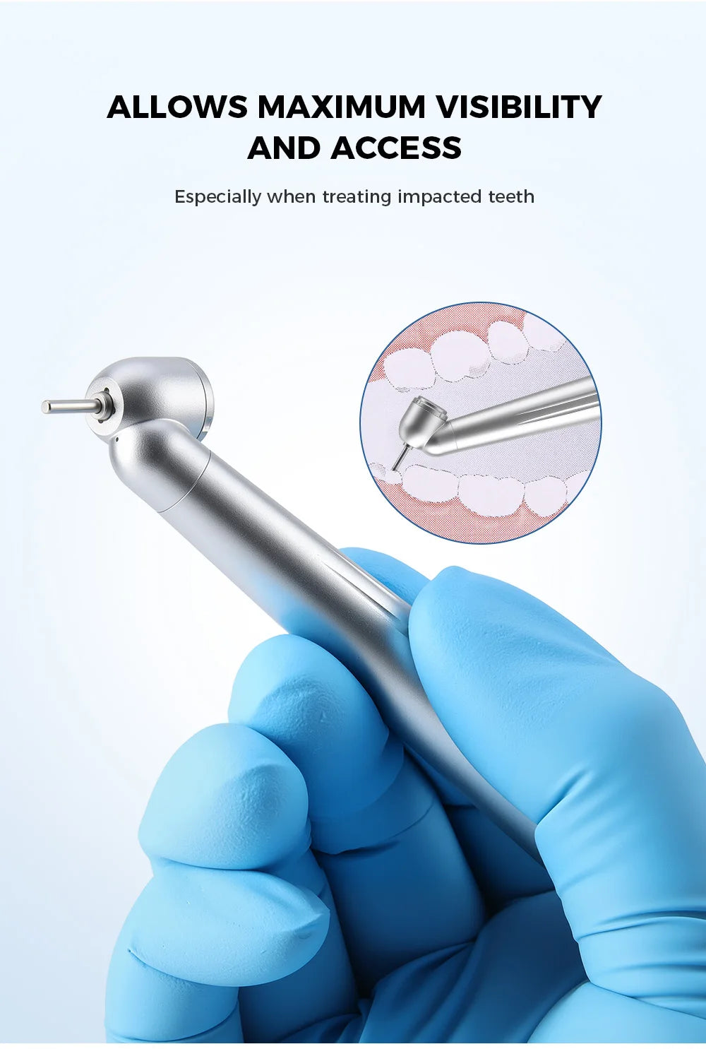 AZDENT Dental 45 Degree Surgical High Speed Handpiece Standard Head Push Button Single Way Spray Handpiece Dentists Tools