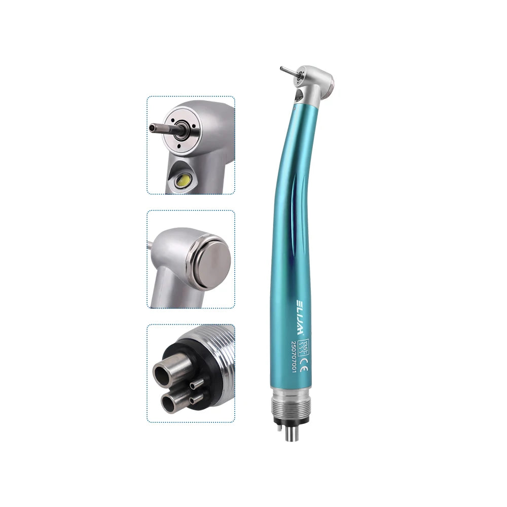 SYJH Dental 2/4Holes LED High Speed HandpieceStandard Head Single Water Spray Push Button Air Turbine Dentistry Instrument Tools