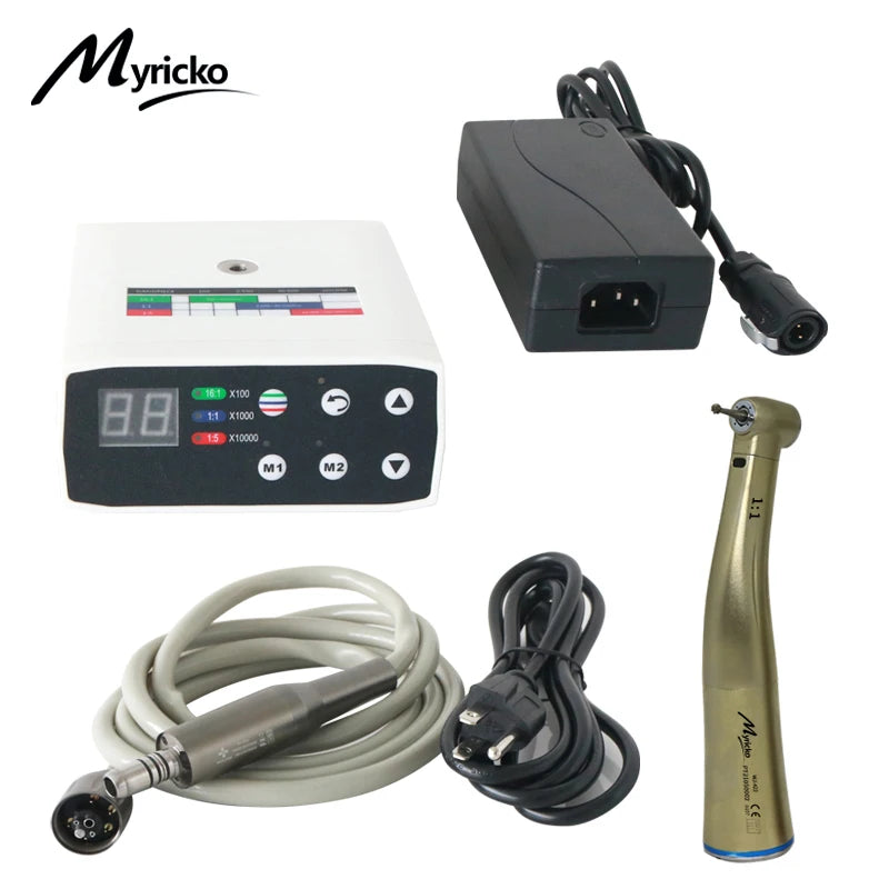 Dentist Lab Equipment: 1:5/1:1 LED Micromotor, Dental Brushless Electric Motor, Fiber Optic Contra Angle & Low Speed Handpiece