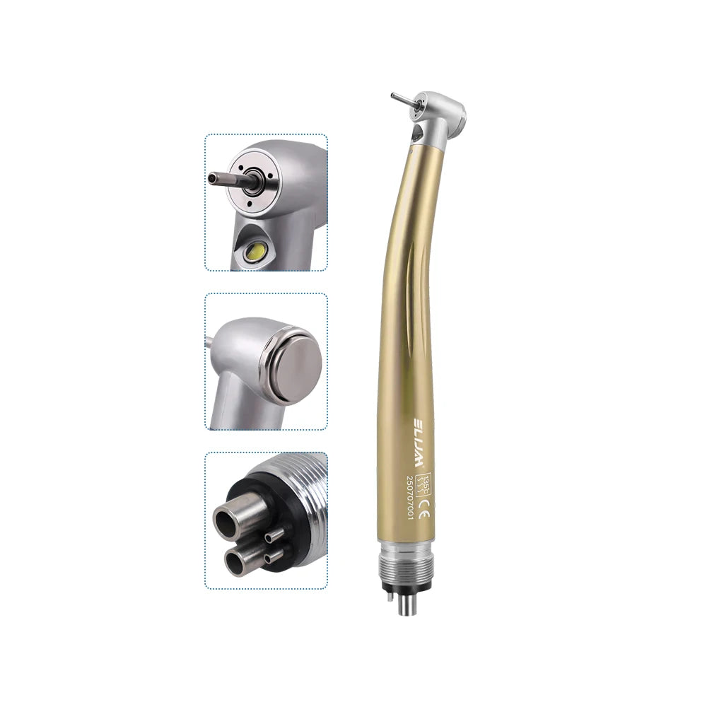 SYJH Dental 2/4Holes LED High Speed HandpieceStandard Head Single Water Spray Push Button Air Turbine Dentistry Instrument Tools