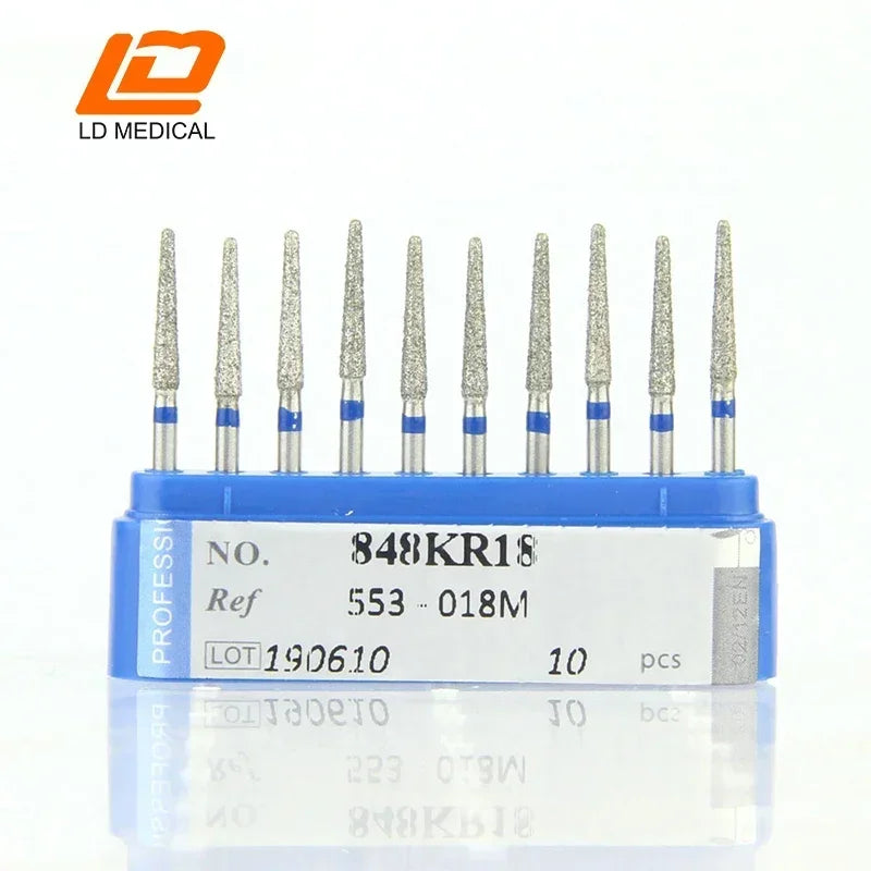 10pcs Dental Diamond Burs CR/DI/SO/TC/VP/WF/WR Series or High Speed Handpiece Dental Lab Polishing Tools Dia.1.6mm