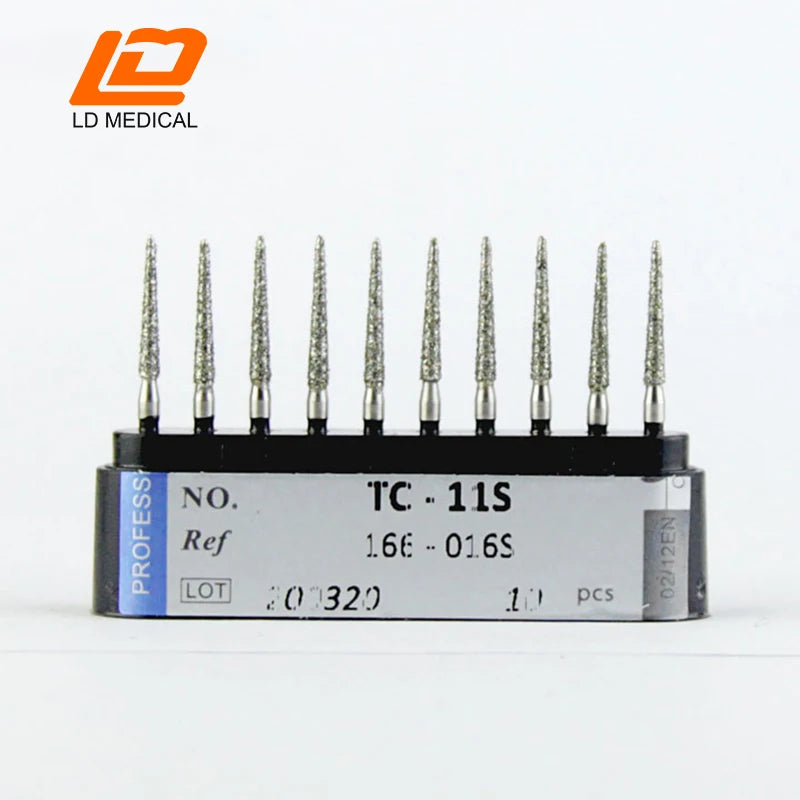 10pcs Dental Diamond Burs CR/DI/SO/TC/VP/WF/WR Series or High Speed Handpiece Dental Lab Polishing Tools Dia.1.6mm