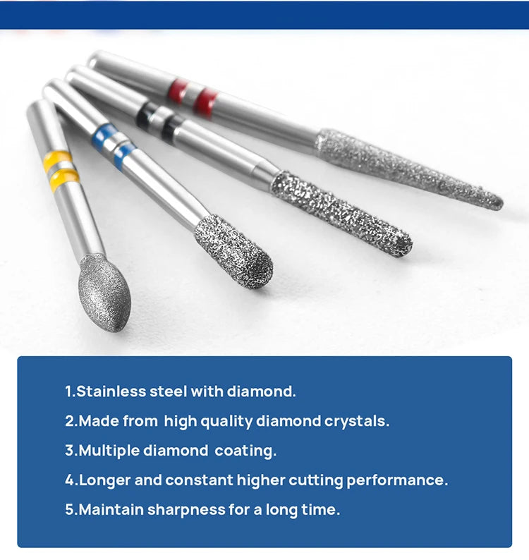 10Pcs/box Azdent Dental Diamond Burs Cutting Zirconia Ceramic Burs 1.6mm For High Speed Dental Handpieces