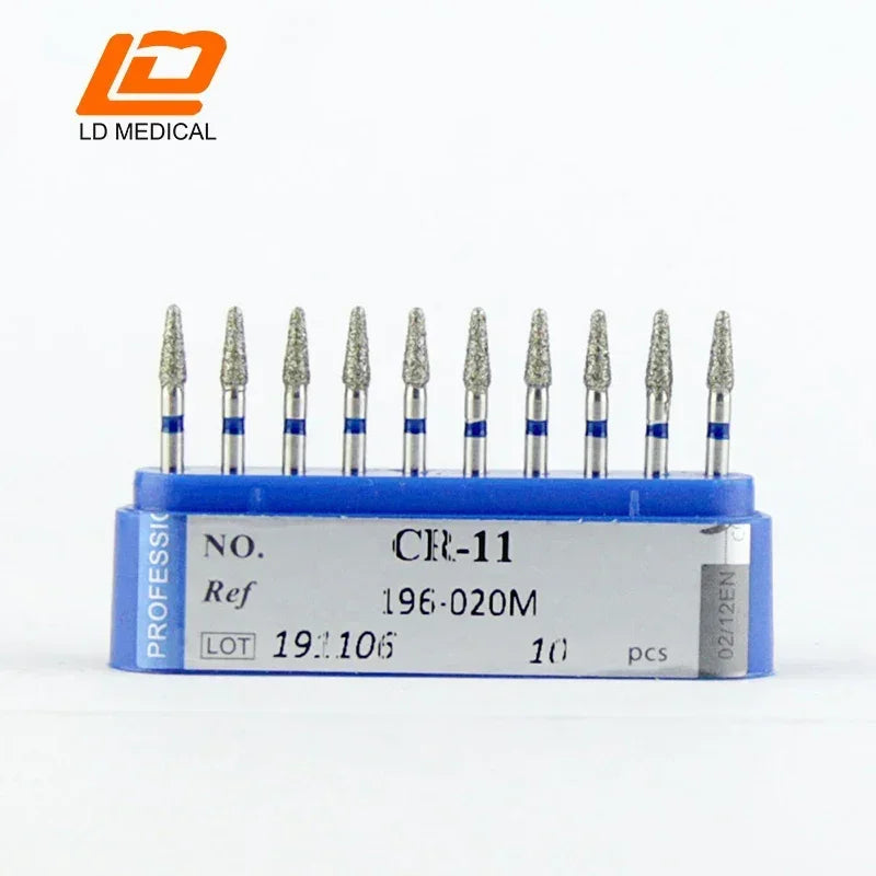 10pcs Dental Diamond Burs CR/DI/SO/TC/VP/WF/WR Series or High Speed Handpiece Dental Lab Polishing Tools Dia.1.6mm