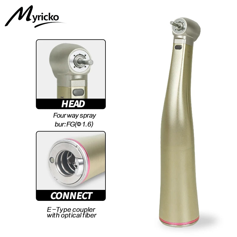 1:5 Push Button Low Speed Fiber Optic Contra Angle Handpiece Dental Equipment With Red Ring rotation
