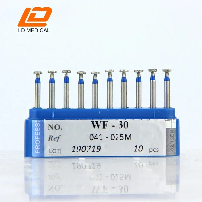 10pcs Dental Diamond Burs CR/DI/SO/TC/VP/WF/WR Series or High Speed Handpiece Dental Lab Polishing Tools Dia.1.6mm