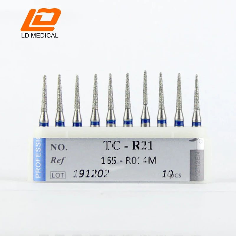 10pcs Dental Diamond Burs CR/DI/SO/TC/VP/WF/WR Series or High Speed Handpiece Dental Lab Polishing Tools Dia.1.6mm