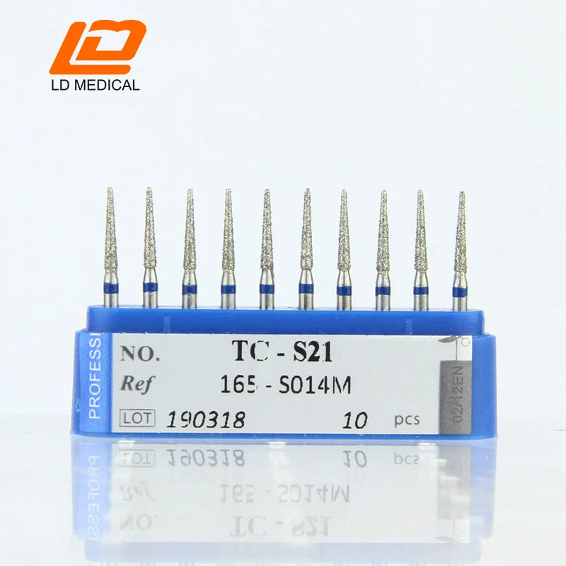 10pcs Dental Diamond Burs CR/DI/SO/TC/VP/WF/WR Series or High Speed Handpiece Dental Lab Polishing Tools Dia.1.6mm
