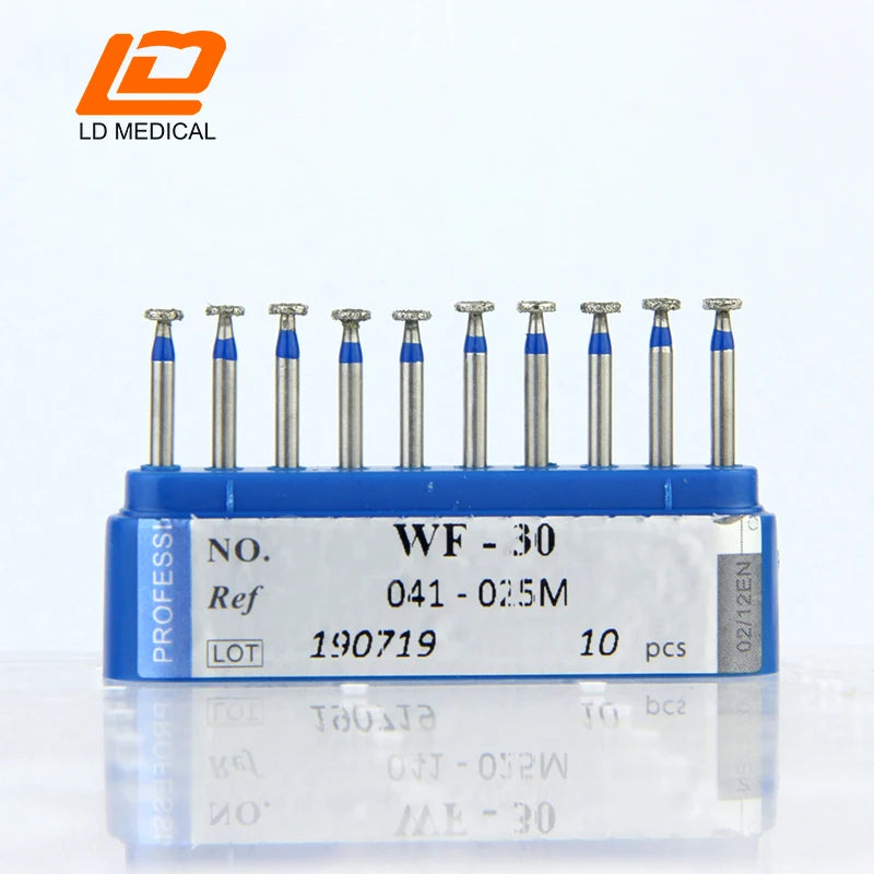 10pcs Dental Diamond Burs CR/DI/SO/TC/VP/WF/WR Series or High Speed Handpiece Dental Lab Polishing Tools Dia.1.6mm