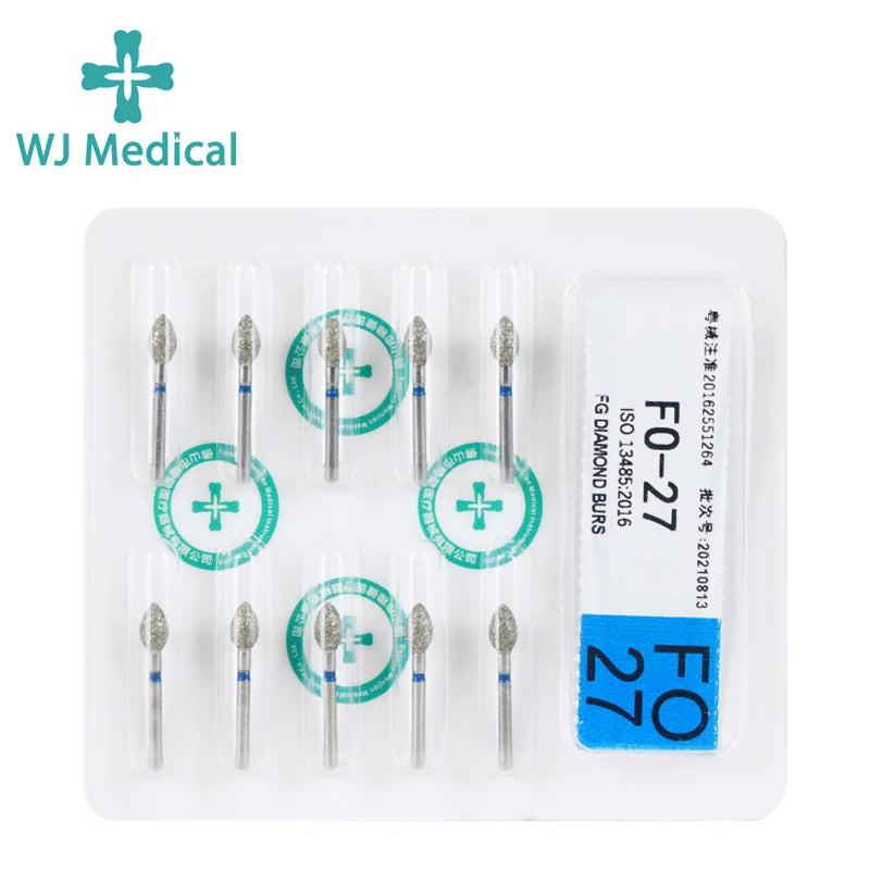 10PCS Dental Diamond Burs Drill Dentistry Burs For High Speed Handpiece Handle Diameter 1.6mm Dentist Tools Dental Materials