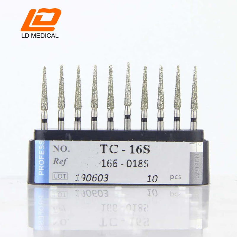 10pcs Dental Diamond Burs CR/DI/SO/TC/VP/WF/WR Series or High Speed Handpiece Dental Lab Polishing Tools Dia.1.6mm