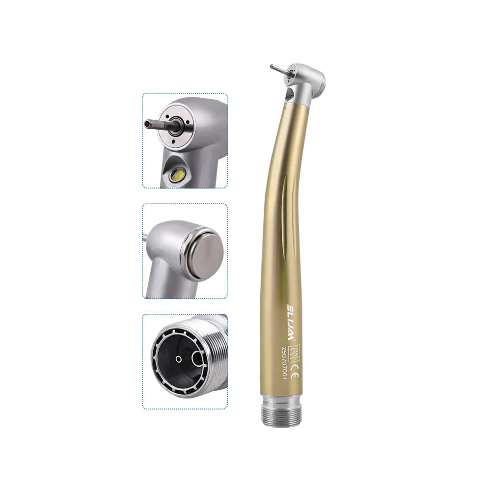 Pièce à main dentaire SYJH à 2/4 trous avec LED haute vitesse, tête standard, jet d'eau unique, turbine à air à bouton-poussoir, instruments dentaires