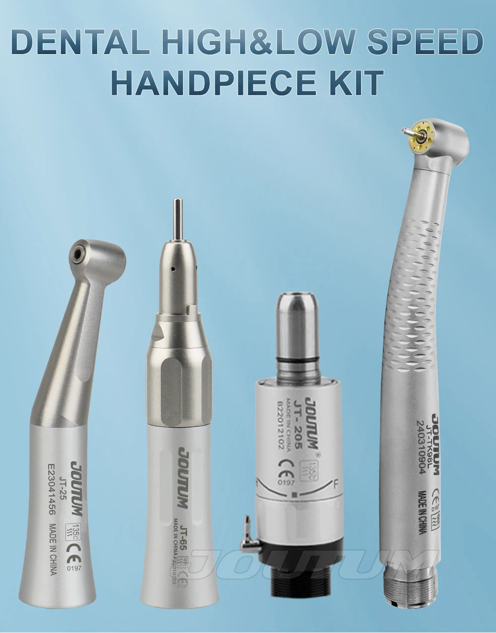 Dental High and Low Speed Handpiece Kit High Speed 5 Led light  Handpiece Push Putton 1:1 Contra Angle Air Motor Set
