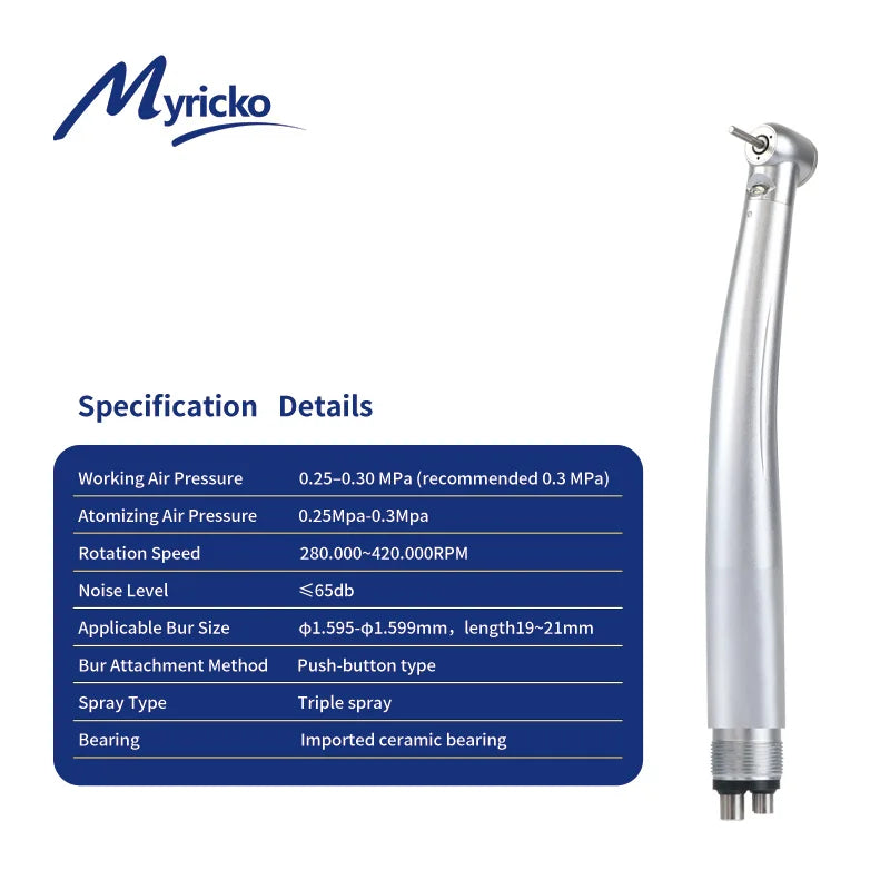 LED Dental Handpiece High Speed rotation Push ButtonSpray Light Ceramic Bearings Dentistry Tips Air Turbine High Rotation Pens
