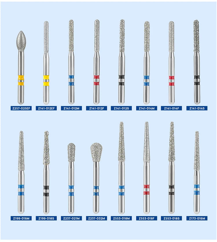 10Pcs/box Azdent Dental Diamond Burs Cutting Zirconia Ceramic Burs 1.6mm For High Speed Dental Handpieces