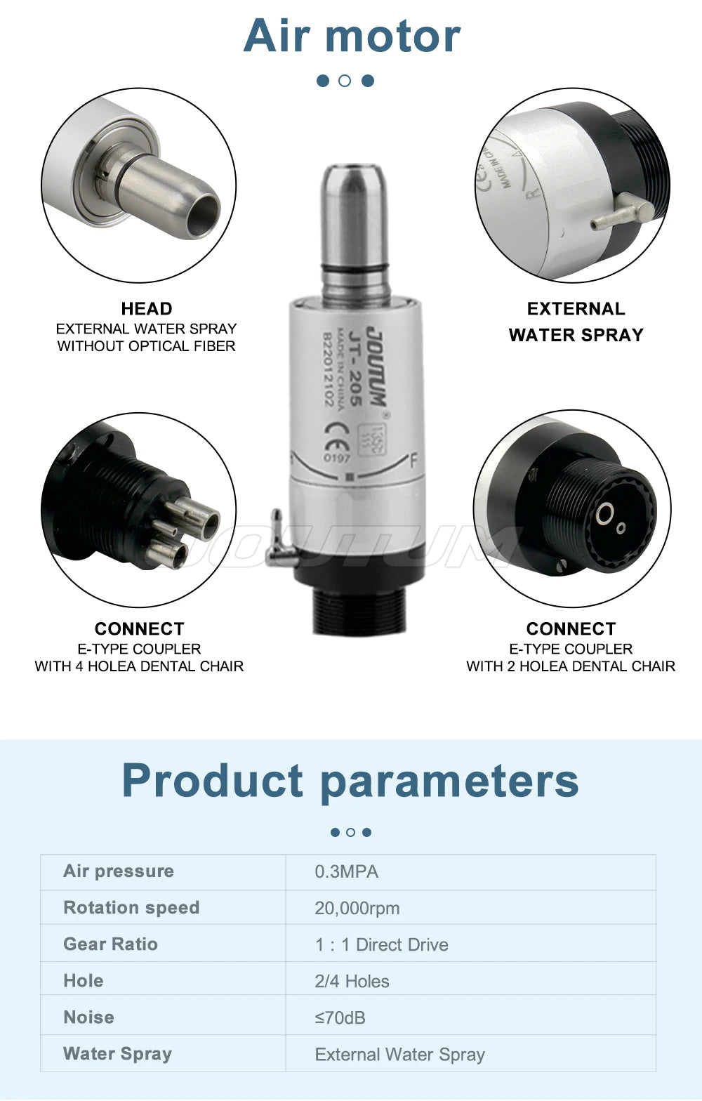Dental High and Low Speed Handpiece Kit High Speed 5 Led light  Handpiece Push Putton 1:1 Contra Angle Air Motor Set