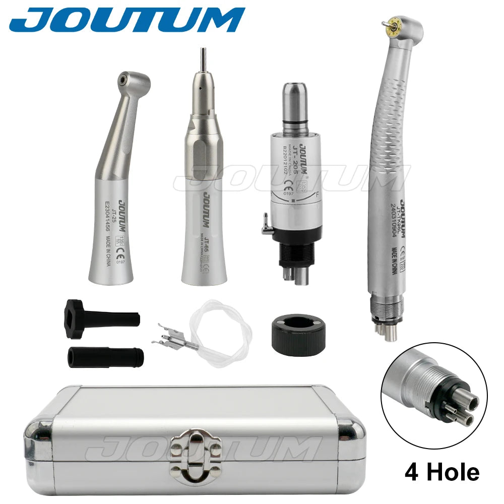 Dental High and Low Speed Handpiece Kit High Speed 5 Led light  Handpiece Push Putton 1:1 Contra Angle Air Motor Set