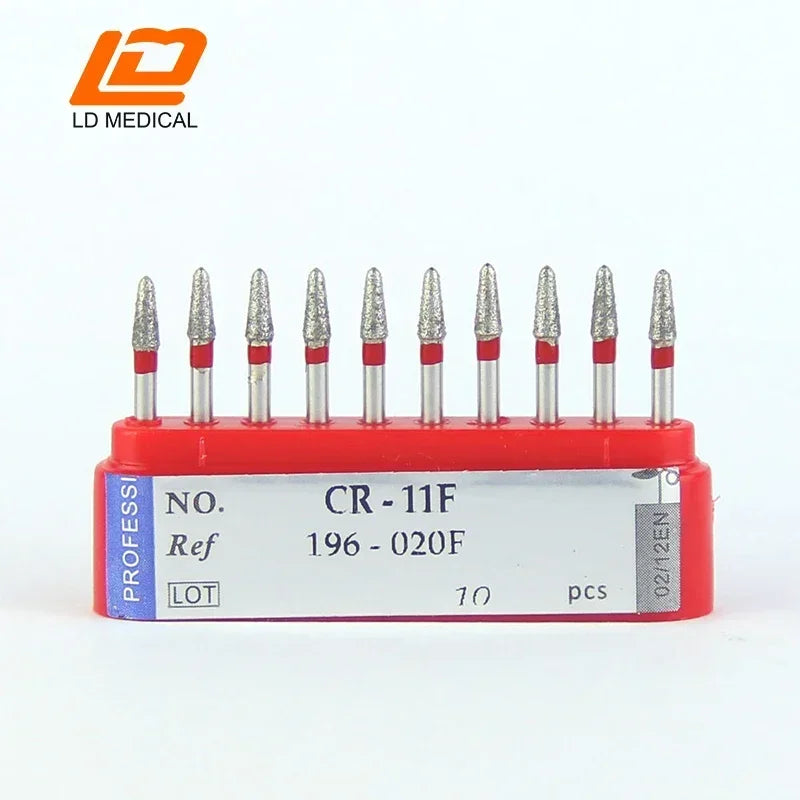 10pcs Dental Diamond Burs CR/DI/SO/TC/VP/WF/WR Series or High Speed Handpiece Dental Lab Polishing Tools Dia.1.6mm
