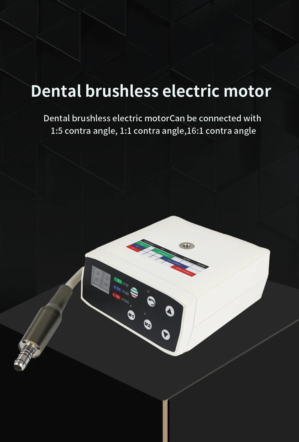 Myricko 1:5/1:1 Fiber Optic Contra Angle Dental Low Speed Red Rings Handpiece Micromotor Push Button Dentistry Instrument Tools