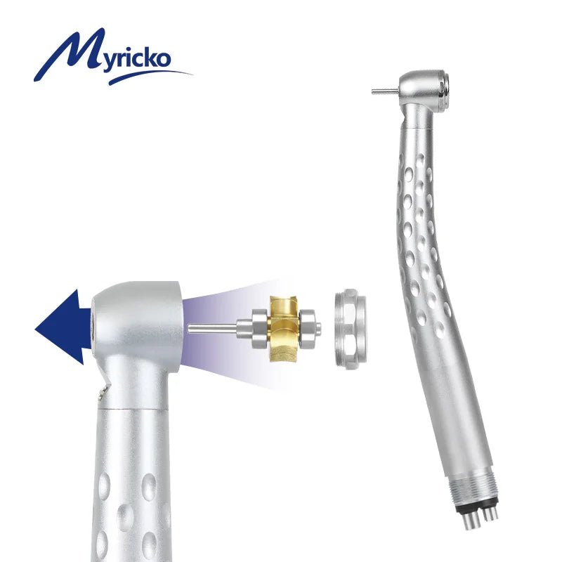 Myricko High Speed LED Dental E-generator Push Button Handpiece Air Turbine Torque Three Water Spray 2 or 4 Holes Dentist Tools