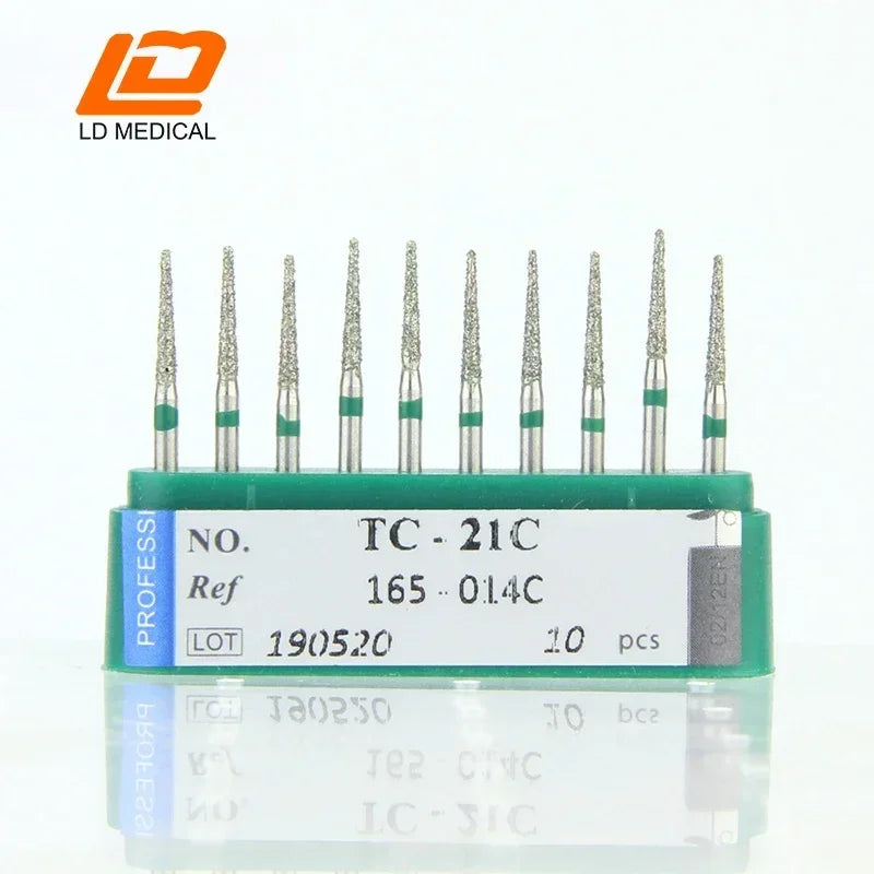 10pcs Dental Diamond Burs CR/DI/SO/TC/VP/WF/WR Series or High Speed Handpiece Dental Lab Polishing Tools Dia.1.6mm