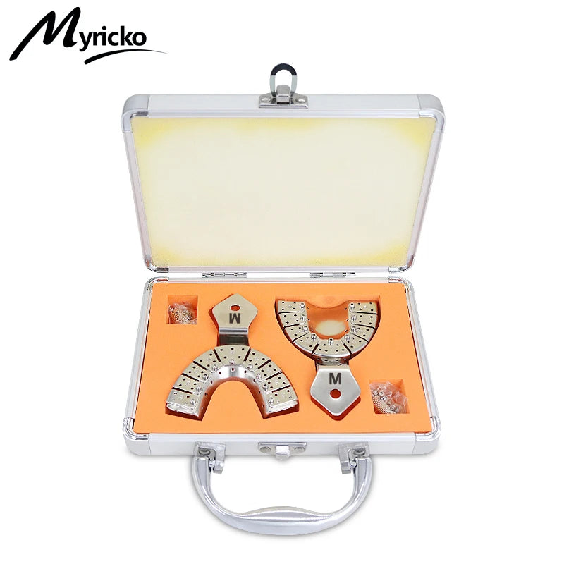 Dentist Lab Equipment: 6PCS/SET Stainless Steel Dental Impression Trays, Upper and Lower Autoclavable Teeth Holder