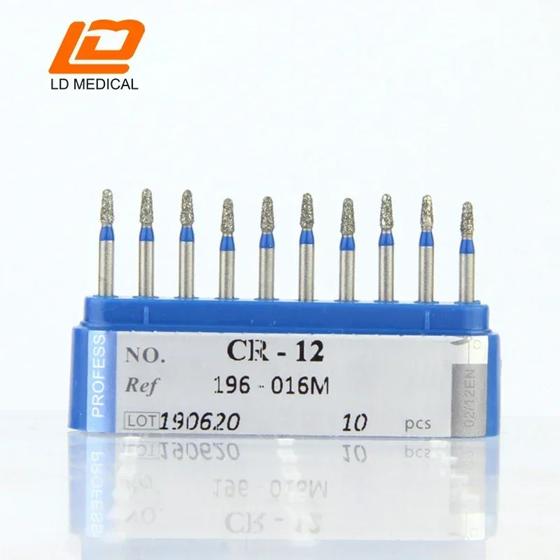 10pcs Dental Diamond Burs CR/DI/SO/TC/VP/WF/WR Series or High Speed Handpiece Dental Lab Polishing Tools Dia.1.6mm