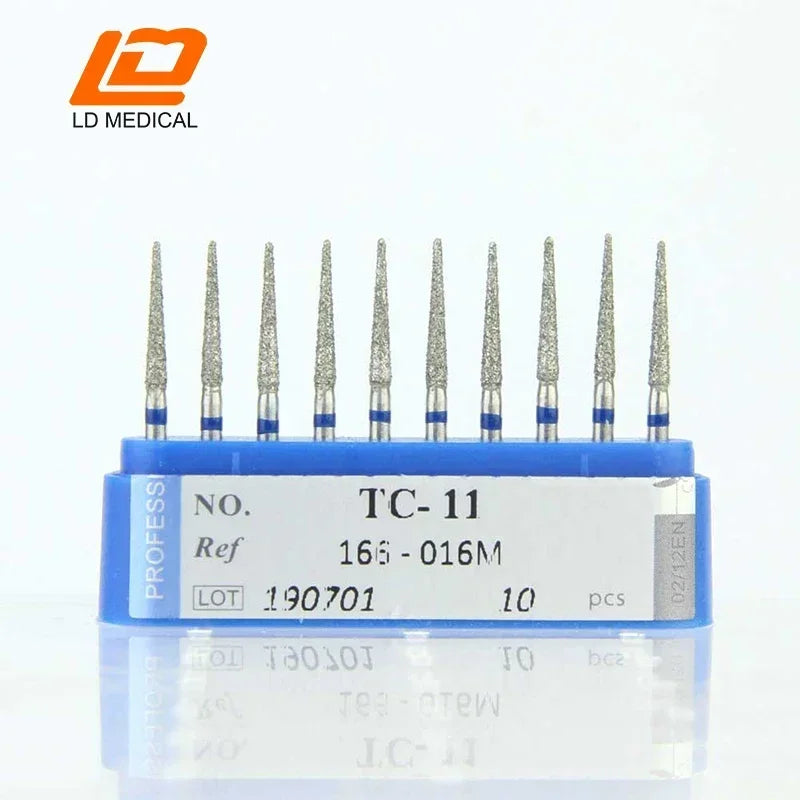 10pcs Dental Diamond Burs CR/DI/SO/TC/VP/WF/WR Series or High Speed Handpiece Dental Lab Polishing Tools Dia.1.6mm