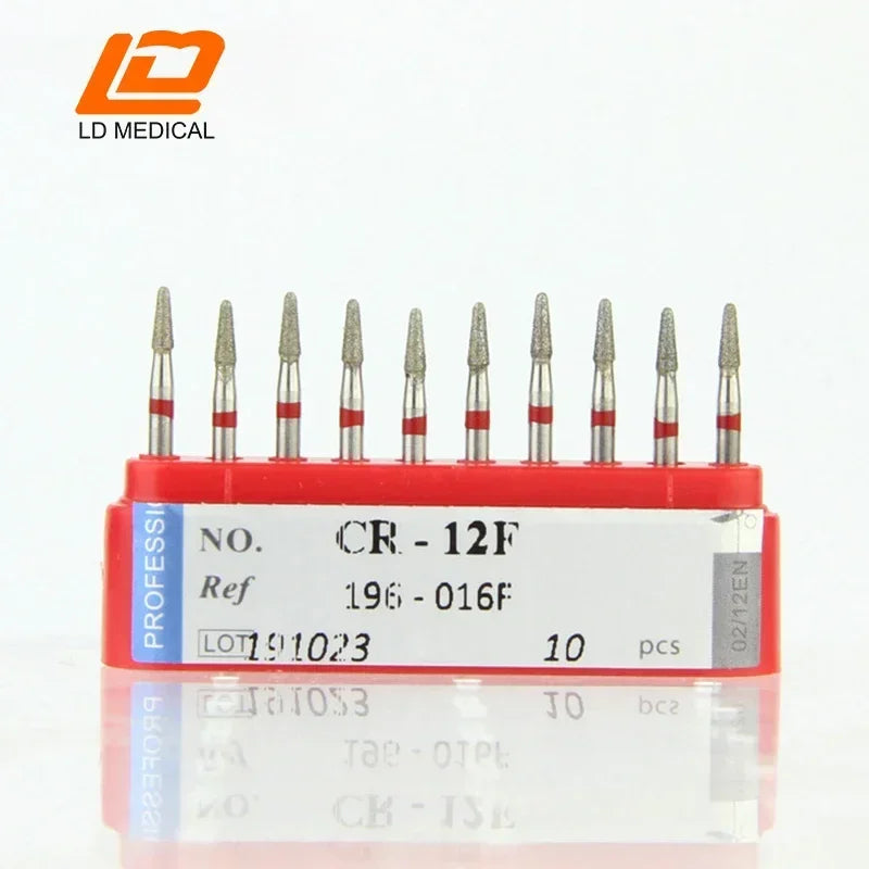 10pcs Dental Diamond Burs CR/DI/SO/TC/VP/WF/WR Series or High Speed Handpiece Dental Lab Polishing Tools Dia.1.6mm