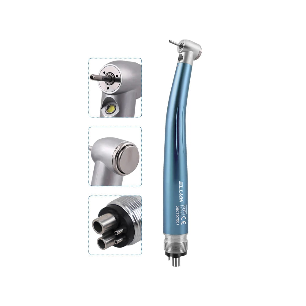 Pièce à main dentaire SYJH à 2/4 trous avec LED haute vitesse, tête standard, jet d'eau unique, turbine à air à bouton-poussoir, instruments dentaires