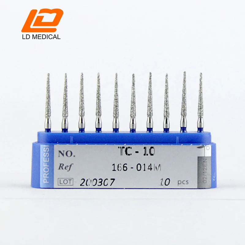 10pcs Dental Diamond Burs CR/DI/SO/TC/VP/WF/WR Series or High Speed Handpiece Dental Lab Polishing Tools Dia.1.6mm