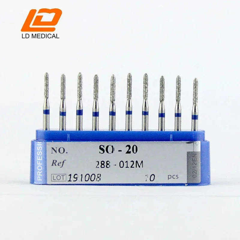 10pcs Dental Diamond Burs CR/DI/SO/TC/VP/WF/WR Series or High Speed Handpiece Dental Lab Polishing Tools Dia.1.6mm