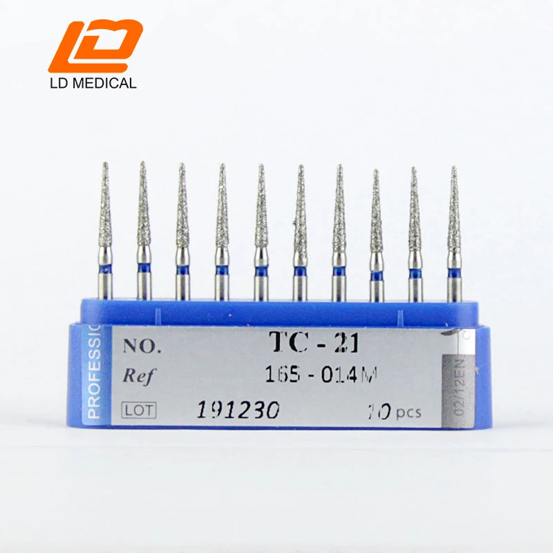 10pcs Dental Diamond Burs CR/DI/SO/TC/VP/WF/WR Series or High Speed Handpiece Dental Lab Polishing Tools Dia.1.6mm