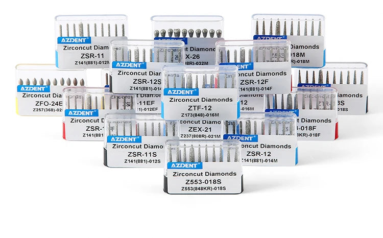 10Pcs/box Azdent Dental Diamond Burs Cutting Zirconia Ceramic Burs 1.6mm For High Speed Dental Handpieces